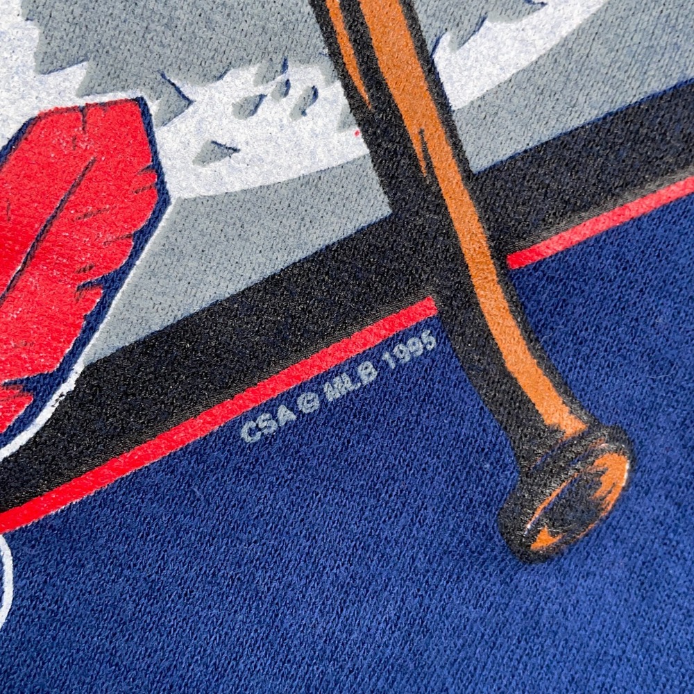 VTG Cleveland Indians Sweatshirt Mens XL Blue Crewneck Chief Wahoo 90s Fleece - Picture 3 of 11